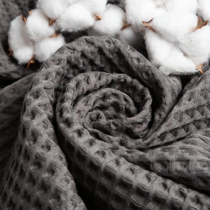 Полотенце вафельное банное Этель &laquo;Boho&laquo; 67х140 см, цвет тёмно-серый, 100% хл, 290 гр/м2