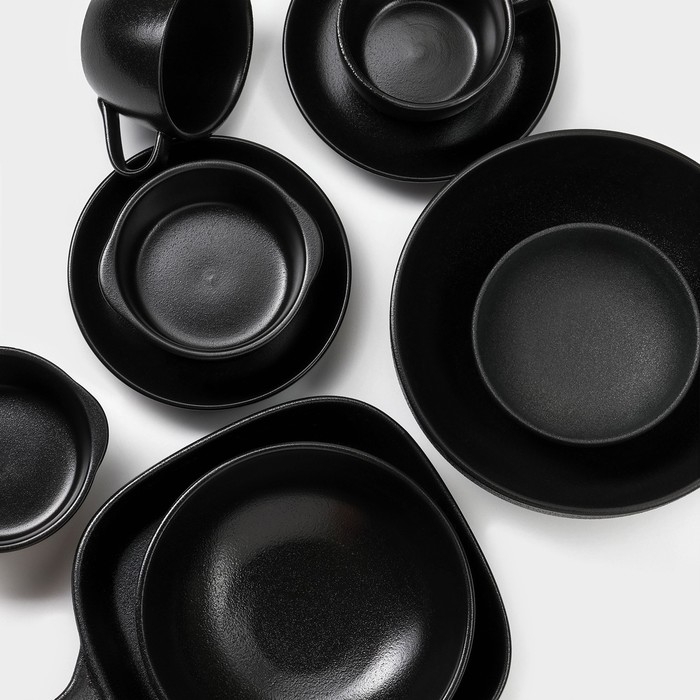 Набор салатников керамических Magistro Carbon, 3 предмета: d=11/16/19,5 см, 250/650/1,2 л Набор салатников керамических Magistro Carbon, 3 предмета: d=11/16/19,5 см, 250/650/1,2 л