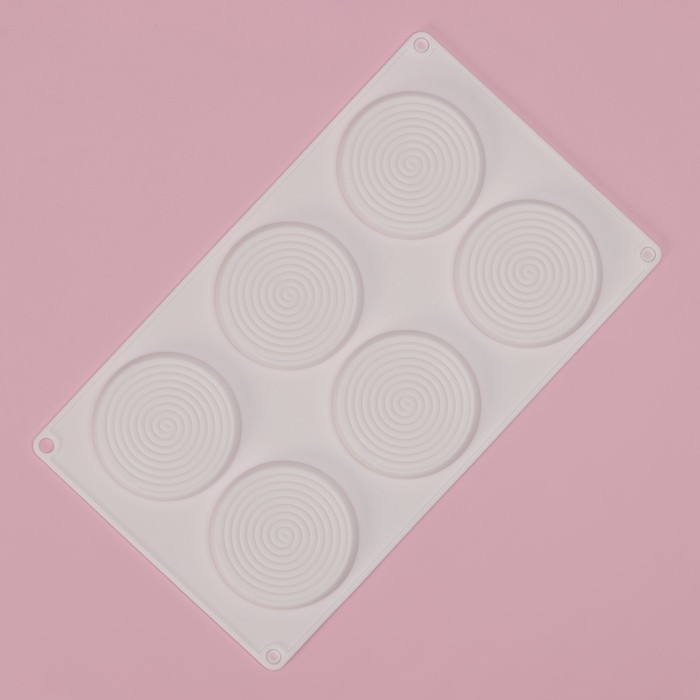 Форма для муссовых десертов и выпечки Доляна &laquo;Гипноз&raquo;, силикон, 30&times;17,5&times;0,5 см, 6 ячеек (d=7,7 см), цвет белый