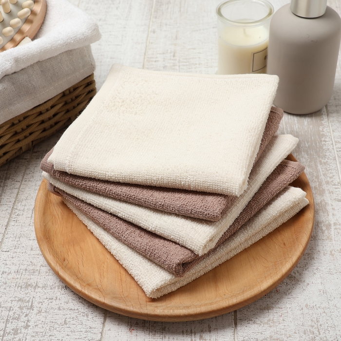 Набор махровых салфеток Набор махровых салфеток "Голубые цветы" 30х30 см -5шт, 100% хл, 340гр/м2