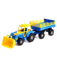 Трактор с прицепом №2 и ковшом &laquo;Мастер&raquo;, цвета МИКС