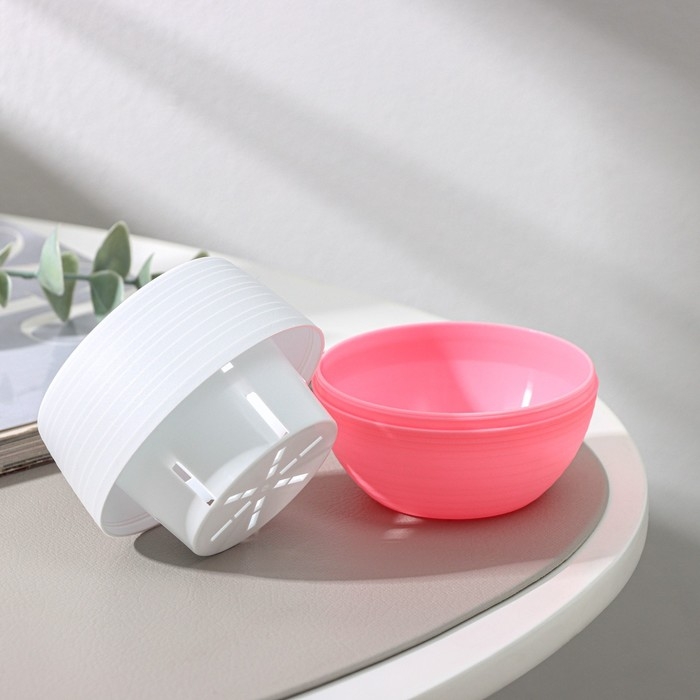 Горшок для цветов с поддоном &laquo;Япония&raquo;, 125 мл, d=8 см, h=6,5 см, цвет белый-розовый