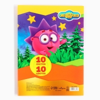 Картон цветной, А4, 10 листов, 10 цветов, мелованный, односторонний, в папке, 240 г/м², Смешарики Картон цветной, А4, 10 листов, 10 цветов, мелованный, односторонний, в папке, 240 г/м², Смешарики
