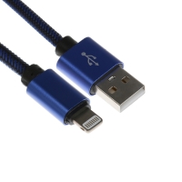 Кабель Lightning - USB, 2.1 А, оплётка нейлон, 2 метра, синий Кабель Lightning - USB, 2.1 А, оплётка нейлон, 2 метра, синий
