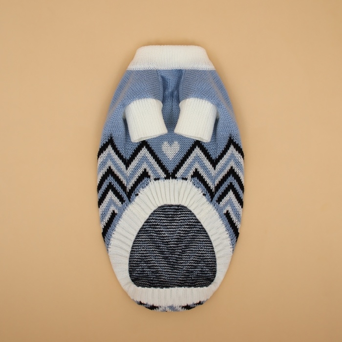 Свитер "Волна",  2XL (ДС 34, ОШ 34, ОГ 32-51 см), голубой