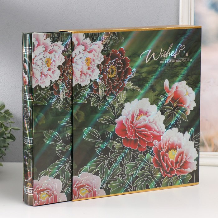 Фотоальбом на 480 фото 10х15 + 10 фото 15х21 в коробке "Цветы"  35х31х6 см