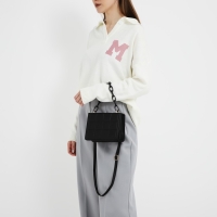 Сумка женская мессенджер из искусственной кожи с цепью, 14&times;20 см, цвет чёрный