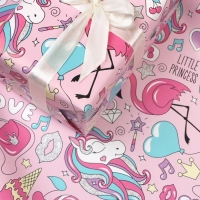 Бумага упаковочная глянцевая &laquo;Единороги&raquo;, 70 х 100 см, 1 лист