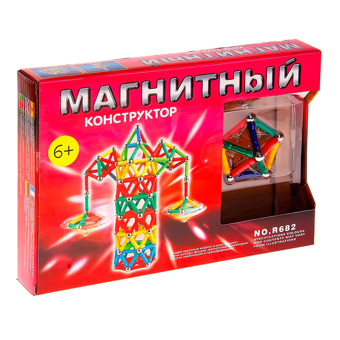 Конструктор магнитный &laquo;Весёлая карусель&raquo;, 68 деталей