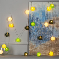 Гирлянда &laquo;Нить&raquo; 5 м с насадками &laquo;Клубки бело-зелёные&raquo;, IP20, прозрачная нить, 20 LED, свечение тёплое белое, 220 В