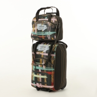 Чемодан малый с сумкой "Краски", отдел на молнии, наружный карман, цвет серый