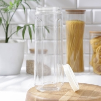 Ёмкость для сыпучих продуктов Green Republic, 1,6 л, d=10 см, h=27,5 см, пластик, прозрачная, крышка белая