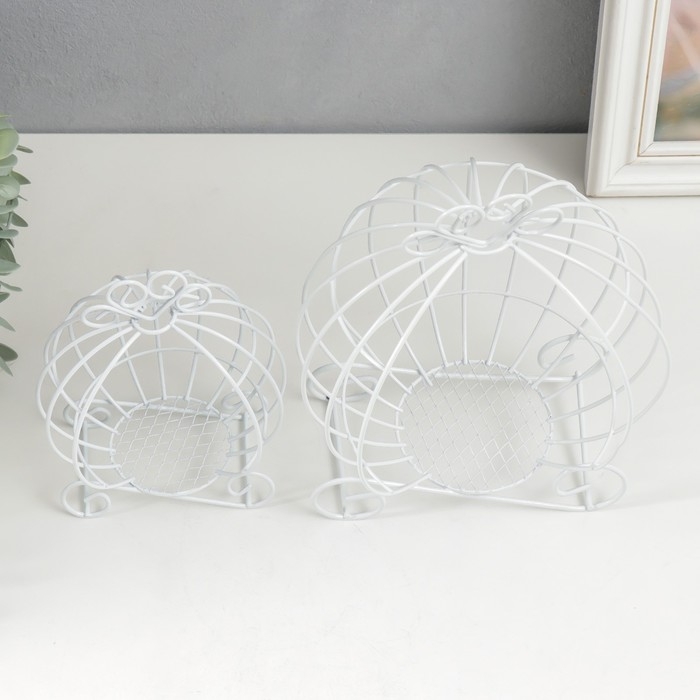 Подсвечник металл Подсвечник металл "Карета-тыква" белый набор 2 шт 16х12х9 см 20х14,5х12 см
