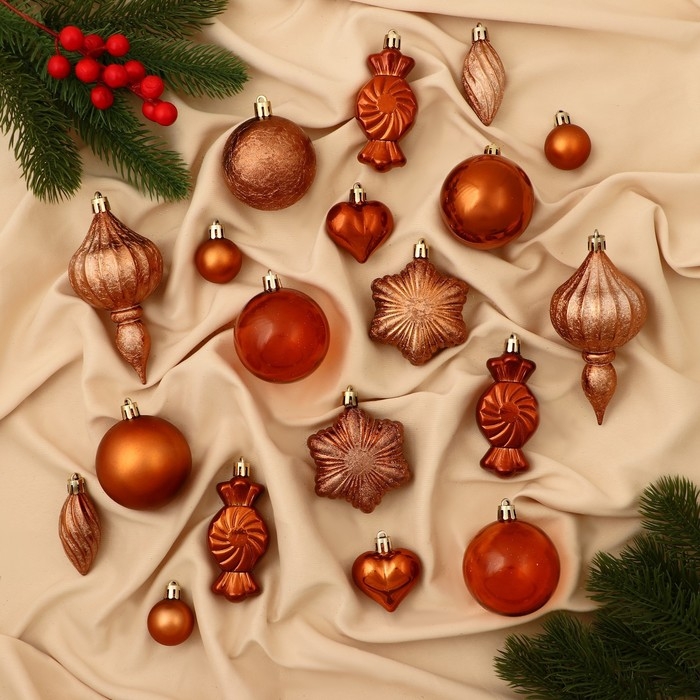 Набор украшений пластик 32 шт Набор украшений пластик 32 шт "Магия праздника" коричневый