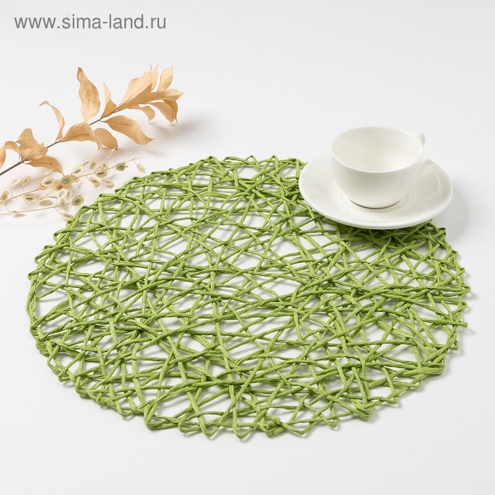 Салфетка сервировочная Доляна Салфетка сервировочная Доляна "Трава", цв.зеленый, d 38 см