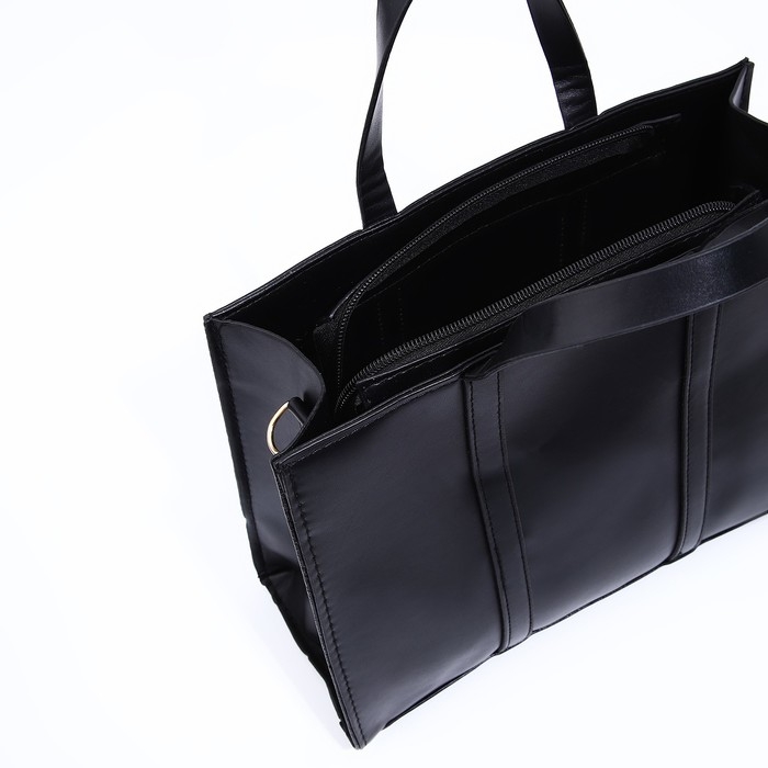 Сумка женская тоут на молнии, цвет чёрный Сумка женская тоут на молнии, цвет чёрный