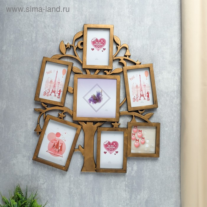 Фоторамка на 7 фото 7х7 см, 7х10 см, 8х10 см Фоторамка на 7 фото 7х7 см, 7х10 см, 8х10 см "Дерево желаний" бронза 36х31 см