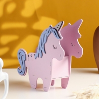 Кашпо деревянное 21.5×7×21 см уникальное "Единорог", розовый сиреневый Кашпо деревянное 21.5×7×21 см уникальное "Единорог", розовый сиреневый