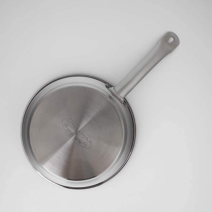 Сковорода &laquo;Общепит&raquo;, d=24 см, толщина корпуса 0,6 мм, дно 3,5 мм, с теплораспределительным слоем, антипригарное покрытие, индукция