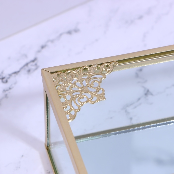 Органайзер для хранения «GREAT», с крышкой, стеклянный, с зеркальным дном, 1 секция, 14,5 × 8,5 × 6 см, цвет прозрачный/медный Органайзер для хранения «GREAT», с крышкой, стеклянный, с зеркальным дном, 1 секция, 14,5 × 8,5 × 6 см, цвет прозрачный/медный