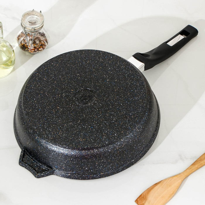 Сковорода &laquo;Гранит Star&raquo;, d=26 см, стеклянная крышка, антипригарное покрытие, тёмно-синий