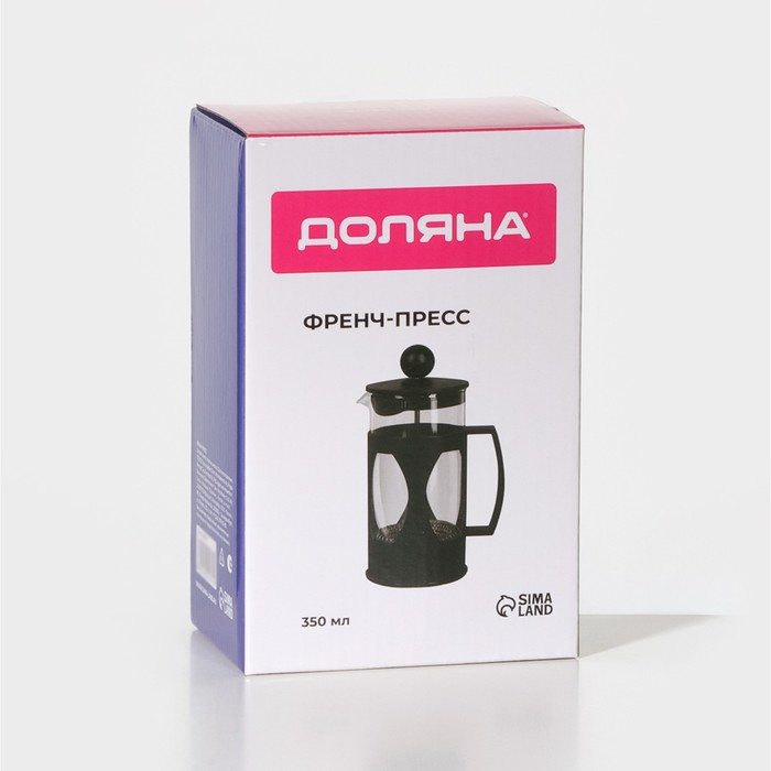 Чайник заварочный френч - пресс Доляна &laquo;Оливер&raquo;, 350 мл, стекло, цвет чёрный