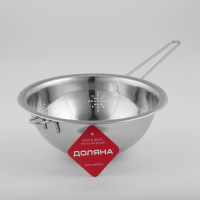 Дуршлаг из нержавеющей стали Доляна &laquo;Индия&raquo;, 2 л, d=24 см, длинная ручка