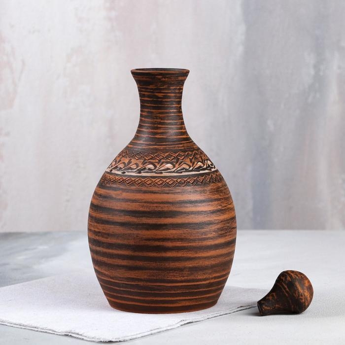 Штоф «Келин», гончарный, ангоб, красная глина, 2,2 л, микс Штоф «Келин», гончарный, ангоб, красная глина, 2,2 л, микс