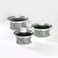 Набор кастрюль «Зебра», 3 предмета: 1 л, 1,5 л, 2,3 л, стеклянные крышки Набор кастрюль «Зебра», 3 предмета: 1 л, 1,5 л, 2,3 л, стеклянные крышки