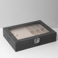 Подставка для украшений &laquo;Шкатулка&raquo;, флок, 7 полос, 20&times;15&times;5 см, цвет серо-бежевый