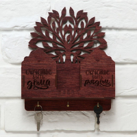 Ключница настенная с полкой &laquo;Счастье быть дома&raquo;.