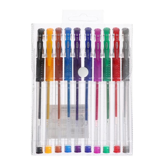 УЦЕНКА Набор гелевых ручек, 10 цветов, металлик, с блёстками, с резиновым держателем УЦЕНКА Набор гелевых ручек, 10 цветов, металлик, с блёстками, с резиновым держателем