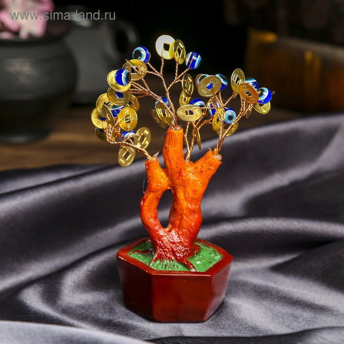 Сувенир Сувенир "Денежное дерево" 16 глазок, 32 монеты 16х6,7х5,2 см