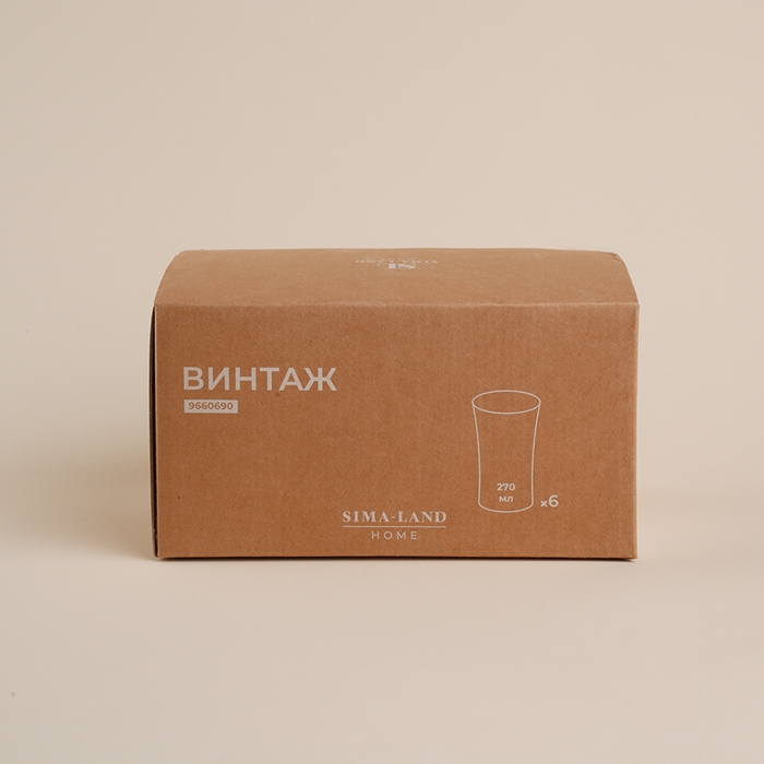 Набор стаканов стеклянный SL Home &laquo;Винтаж&raquo;, 260 мл, 7,6&times;12,8 см, цвет прозрачный