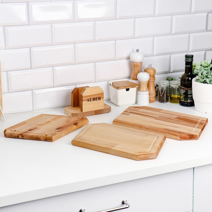 Набор досок разделочных Набор досок разделочных "Ромб" в кассете (36х22х1,8;32х20х1,8;28х18х1,8) см