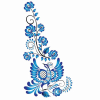 Термотрансфер &laquo;Гжель птица&raquo;, уголок справа, 20 х 35 см, набор 10 шт.