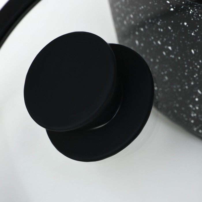 Крышка из жаропрочного стекла Magistro, со сливом, с силиконовым ободком и ручкой, d=18 см