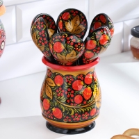 Набор &laquo;Хозяюшка&raquo;, 6 ложек и ваза, 13&times;9 см, хохлома