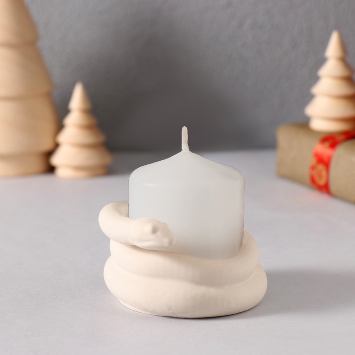 Подсвечник Подсвечник "Змея" крученая мини 4*7*4 см белая