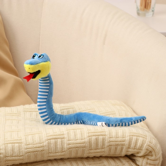 Мягкая игрушка «Змея», с полосатым животом, 42 см, цвет МИКС Мягкая игрушка «Змея», с полосатым животом, 42 см, цвет МИКС