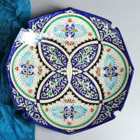 Ляган Риштанская Керамика "Узоры", 40 см, квадратный, рифлёный, синий Ляган Риштанская Керамика "Узоры", 40 см, квадратный, рифлёный, синий