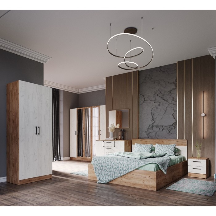 Тумба прикроватная, 402х334х450, Дуб крафт табачный/дуб крафт белый (Спальня Вегас)