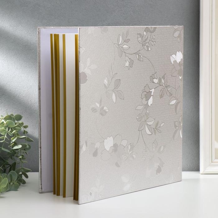 Фотоальбом магнитный 20 листов "Серебряные цветы" кожзам 5,5х35х33 см