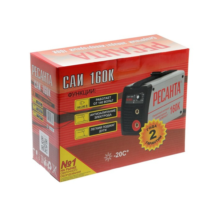 Сварочный аппарат инверторный Сварочный аппарат инверторный "Ресанта" САИ160К, 6.3 кВт, 10-160 А