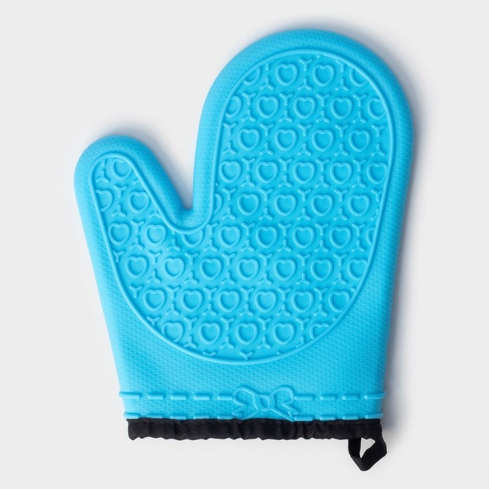 Рукавица для горячего Доляна &laquo;Профи&raquo;, силикон, 22&times;19 см, цвет голубой
