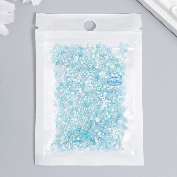 Бисер стекло 12/0 "Перламутр. Голубое ассорти" 10 гр