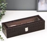 Шкатулка кожзам под часы 6 отделений "Шоколад" 9х31х10 см Шкатулка кожзам под часы 6 отделений "Шоколад" 9х31х10 см