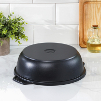 Жаровня &laquo;Традиция&raquo;, 3 л, d=29 см, h=8,5 см, алюминиевая крышка, антипригарное покрытие, цвет чёрный