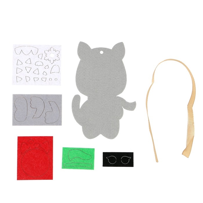 Ёлочная подвеска из фетра своими руками своими руками на новый год &laquo;Серый кот&raquo;, новогодний набор для творчества