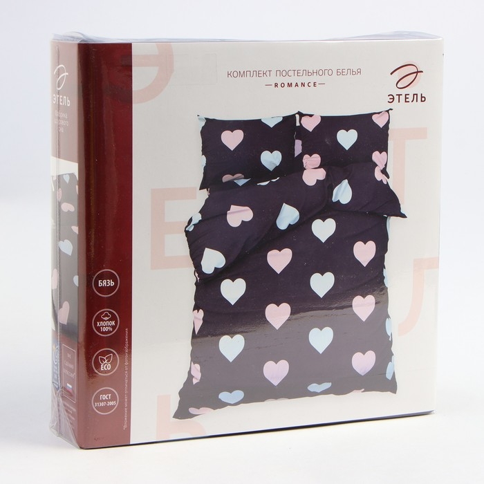 Постельное бельё Этель евро Romance, 200х217см, 220х240см, 70х70см-2 шт, бязь, 125 г/м2 Постельное бельё Этель евро Romance, 200х217см, 220х240см, 70х70см-2 шт, бязь, 125 г/м2